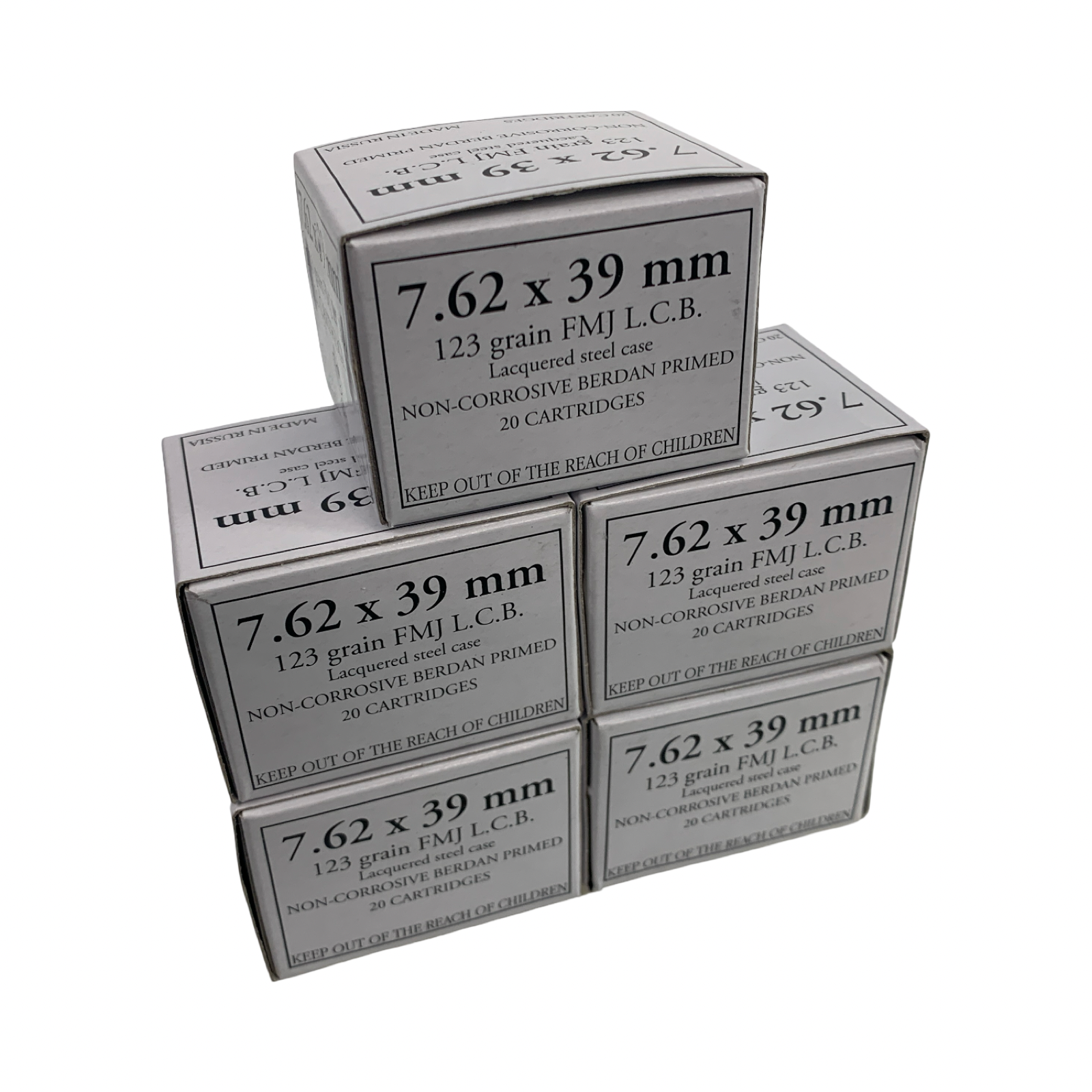 Russian 7.62x39 123 Grain FMJ L.C.B. Laquer Case 100-RD | Colorado