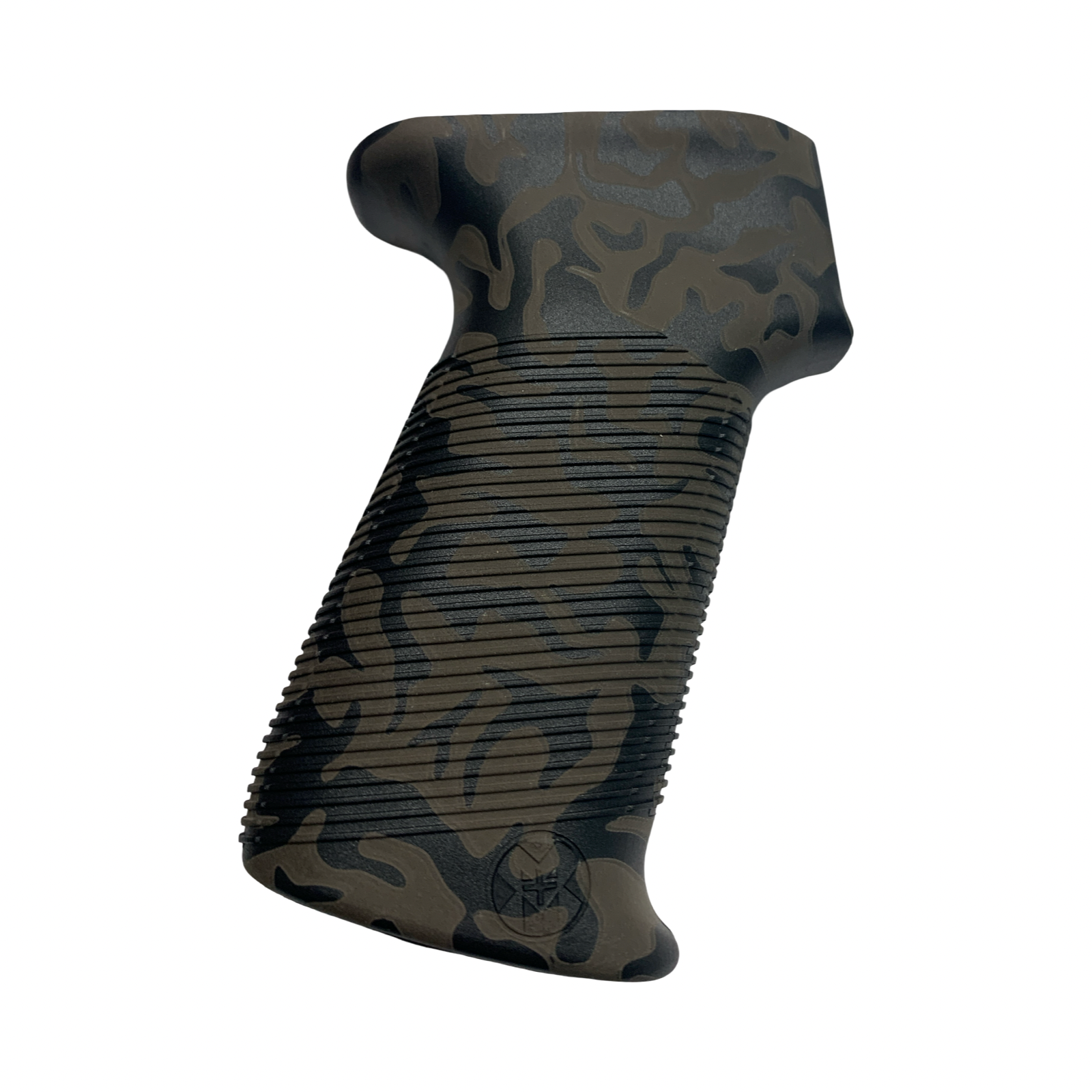 M+M Industries Grooved AKM AK47 M10X Grip Black Polymer Gen 3 - Tiger Stripe Laser Engraved Camo