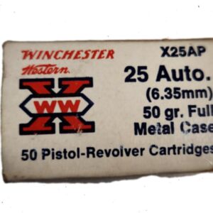 Vintage Winchester Western 25 Auto Full Box